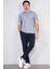 3803 Erkek Fermuarlı Polo Yaka T-Shirt Mavi 2