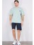 Çetinkaya Chester Polo 3842 Bisiklet Yaka 30/1 Penye Oversize Baskılı T-Shirt Koyu Çağla 2