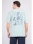 Çetinkaya Chester Polo 3842 Bisiklet Yaka 30/1 Penye Oversize Baskılı T-Shirt Koyu Çağla 4
