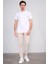 4040 Erkek Bisiklet Yaka Baskılı Regular T-Shirt Beyaz 2