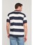 4111 Erkek Polo Yaka 30/1 Ringelli Pike T-Shirt Lacivert-Beyaz 4