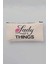 Lady Things Baskılı Bej Bez Makyaj Çantası Kalemlik Cüzdan 1