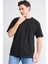 Çetinkaya Mentality 3892 Bisiklet Yaka 30/2 Süprem Loose Fit T-Shirt Siyah 1