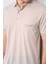 3774 Erkek Polo Yaka Baklava Desen T-Shirt Koyu Bej-Açık Bej 3