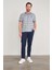 3941 Erkek Polo Yaka Ringelli 1-1 Pike T-Shirt Indigo-Beyaz 2