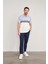 3771 Erkek Polo Yaka Ringel Raporlu Pike T-Shirt Açık Mavi - Krem 2