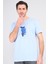 Çetinkaya Chester Polo 3861 Bisiklet Yaka 30/1 Penye Slimfit Baskılı T-Shirt Mavi 1