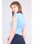 Çetinkaya Fithit 3266A Bayan Bisiklet Yaka 30/1 Likralı Süprem Crop T-Shirt Açık Mavi 4