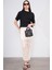 Ikoll 1004503 Siyah Kadın Basic Crop T-Shirt 2