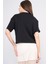 Ikoll 1004503 Siyah Kadın Basic Crop T-Shirt 4