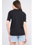 Ikoll 1004623 Siyah Kadın Karyoka Dıkıs Detaylı T-Shirt 4