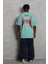 Unisex Oversize Baskılı Bisiklet Yaka T-Shirt - Mint Yeşili 2