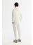 Erkek Ekru Kapüşonlu Baskılı Elastan Sweatshirt A42y1262 4