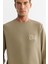 Erkek Vizon Bisiklet Yaka Pamuklu Baskılı Elastan Sweatshirt A42Y1206 2