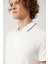 Erkek Beyaz %100 Pamuk 3 Düğmeli Jakarlı Polo Yaka T-Shirt A41Y1147 2
