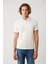 Erkek Beyaz %100 Pamuk 3 Düğmeli Jakarlı Polo Yaka T-Shirt A41Y1147 3