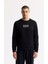 Erkek Siyah Bisiklet Yaka Baskılı Bi Stretch Interlok Sweatshirt A51y1204 1