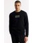 Erkek Siyah Bisiklet Yaka Baskılı Bi Stretch Interlok Sweatshirt A51y1204 5