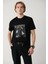 Erkek Siyah Bisiklet Yaka Baskılı Interlok T-shirt A41y1008 3