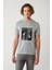 Erkek Gri Bisiklet Yaka Baskılı Interlok T-shirt A41y1008 1