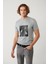 Erkek Gri Bisiklet Yaka Baskılı Interlok T-shirt A41y1008 5