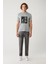 Erkek Gri Bisiklet Yaka Baskılı Interlok T-shirt A41y1008 6