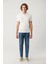 Erkek Beyaz %100 Pamuk 3 Düğmeli Jakarlı Polo Yaka T-Shirt A41Y1147 5