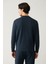 Erkek Lacivert Bisiklet Yaka Interlok Baskılı Sweatshirt A41y1203 4