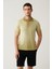 Erkek Açık Haki 3 Düğmeli Boya Efektli Polo Yaka Triko T-shirt A41y5114 1