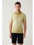 Erkek Açık Haki 3 Düğmeli Boya Efektli Polo Yaka Triko T-shirt A41y5114 3