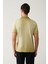 Erkek Açık Haki 3 Düğmeli Boya Efektli Polo Yaka Triko T-shirt A41y5114 4