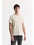 Erkek Bej Regular Fit Soft Touch Bisiklet Yaka Düz Modal T-Shirt B001171 1