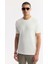 Erkek Beyaz Bisiklet Yaka Jakarlı T-shirt A41y1167 6