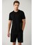 Erkek Siyah Baskılı Bisiklet Yaka Soft Touch T-shirt A41y1328 1