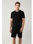Erkek Siyah Baskılı Bisiklet Yaka Soft Touch T-shirt A41y1328 3
