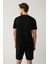 Erkek Siyah Baskılı Bisiklet Yaka Soft Touch T-shirt A41y1328 4