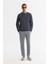 Erkek Antrasit Bisiklet Yaka Pamuklu Baskılı Elastan Sweatshirt A42y1221 4