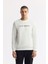 Erkek Ekru Bisiklet Yaka Baskılı Bi Stretch Interlok Sweatshirt A51y1208 1