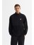 Erkek Siyah Soğuğa Dayanıklı Dik Yaka Fermuarlı Polar Sweatshirt A42y1311 1