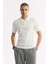 Erkek Ekru Polo Yaka Fermuarlı Fitil Örgü Detaylı Rayon Triko T-shirt A51Y5046 6