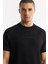 Erkek Siyah Bisiklet Yaka Baskılı T-Shirt A41Y1168 2