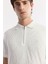 Erkek Beyaz Fermuarlı Polo Yaka Jakarlı T-Shirt A51Y1090 2