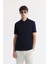 Erkek Lacivert Fermuarlı Polo Yaka Jakarlı T-Shirt A51Y1090 1