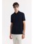 Erkek Lacivert Fermuarlı Polo Yaka Jakarlı T-Shirt A51Y1090 5