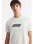 Erkek Beyaz Bisiklet Yaka Hareketli Hologram Baskılı Shoft Touch T-Shirt A51Y1031 2