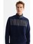 Erkek Lacivert Soğuğa Dayanıklı Fermuarlı Dik Yaka Polar Sweatshirt A42y1380 6