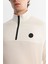Erkek Ekru Soğuğa Dayanıklı Fermuarlı Dik Yaka Polar Sweatshirt A42y1380 2