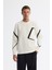 Erkek Ekru Bisiklet Yaka Pamuklu Baskılı Sweatshirt A42y1317 1