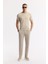 Erkek Bej Slim Fit Beli Lastikli Bi Stretch Chino Pantolon B003033 8