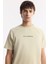 Erkek Bej Bisiklet Yaka Baskılı T-shirt A41y1168 2
